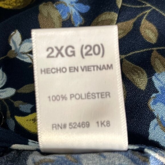 Time and Tru Blouse Womens XXL 2XL Blue Floral Bell Sleeves - Picture 7 of 8